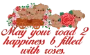 Puppies with Roses Cart - May your road to happiness be filled with Roses
