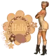 Woman stands on the label