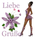 Woman stands to flower
