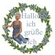 Woman sits in the flower wreath