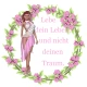 Woman stands in the flower wreath