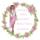 Woman stands in the flower wreath