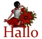 Woman kneels on flower