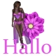 Woman stands on flower