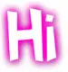 blue and pink "hi"