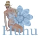 Woman sitting on flower