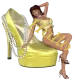 Woman sittings on shoe