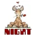 MOOSE HOLDING A ROSE.. SAYS "NIGHT "