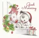 Christmas Dog saying Good Morning