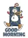 SNOWING ON A ICE SKATING SNOWMAN SAYING.. "GOOD MORNING"
