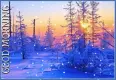 Snowing on a winter sunrise "GOOD MORNING"