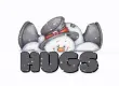 SNOWING ON A SNOWMAN SAYING "HUGS"