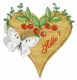 Hello (Wood heart, butterfly & cherries>
