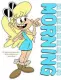 GOOD MORNING, CARTOON, GIRL, TEXT