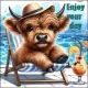 Highland cow on the beach 