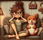 Lady and dog - Goodnight