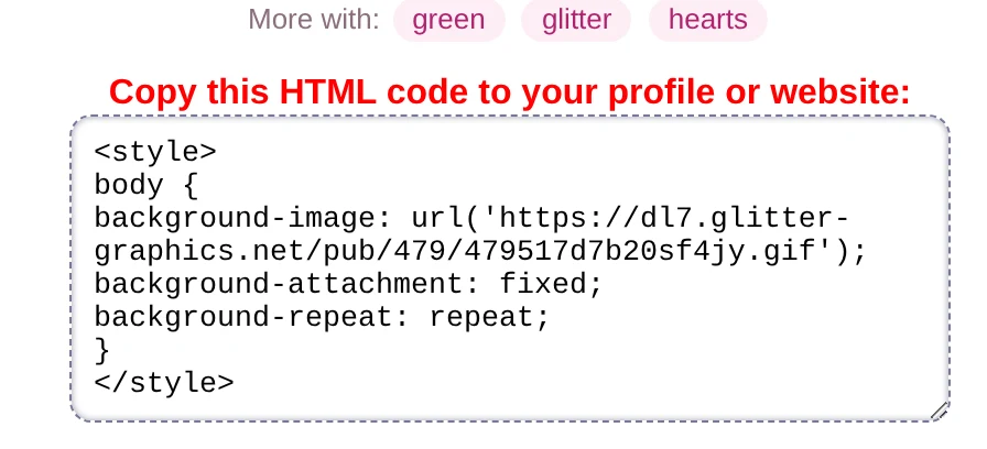 The box with the code of a background on its page